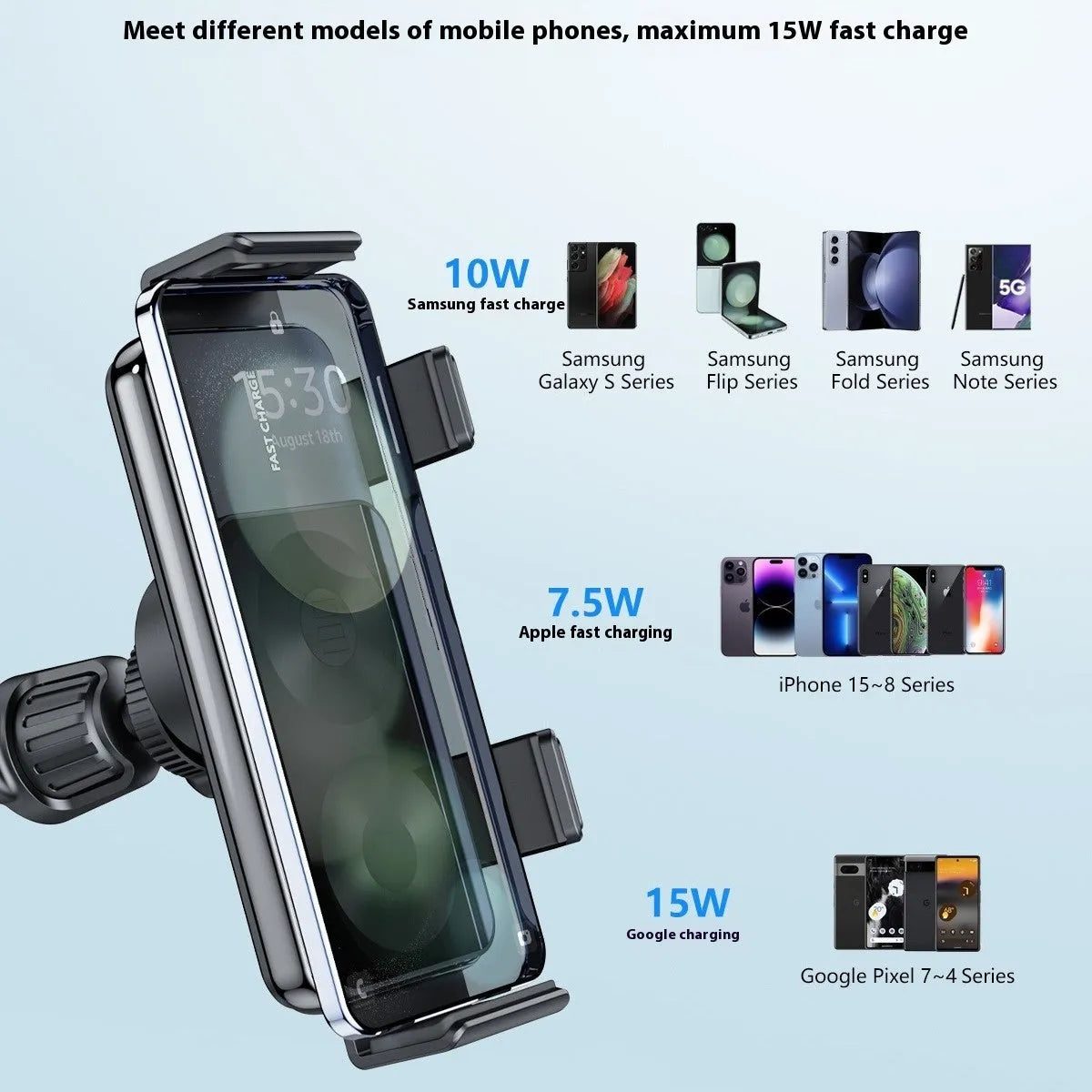 Alloy car wireless charger phone holder, universal fit, S20A S20B and S20A dedicated edition colours