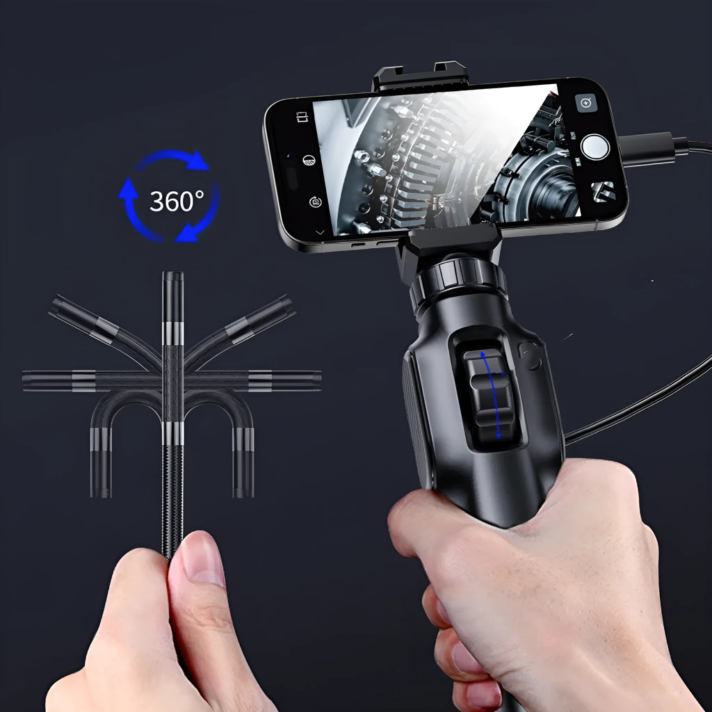 360-degree steering industrial pipeline auto repair endoscope with 8mm camera head and flexible cable