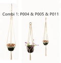 Woven wire plant holder basket with cotton rope wrapping in European village style