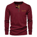 Men's slim fit corduroy henley long sleeve t-shirt in solid colour, available in multiple colours, front view
