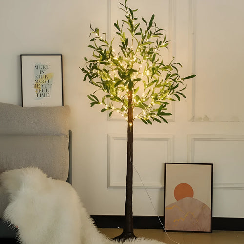 1.8 metre USB-powered olive leaf tree lamp with warm lights for courtyard decoration
