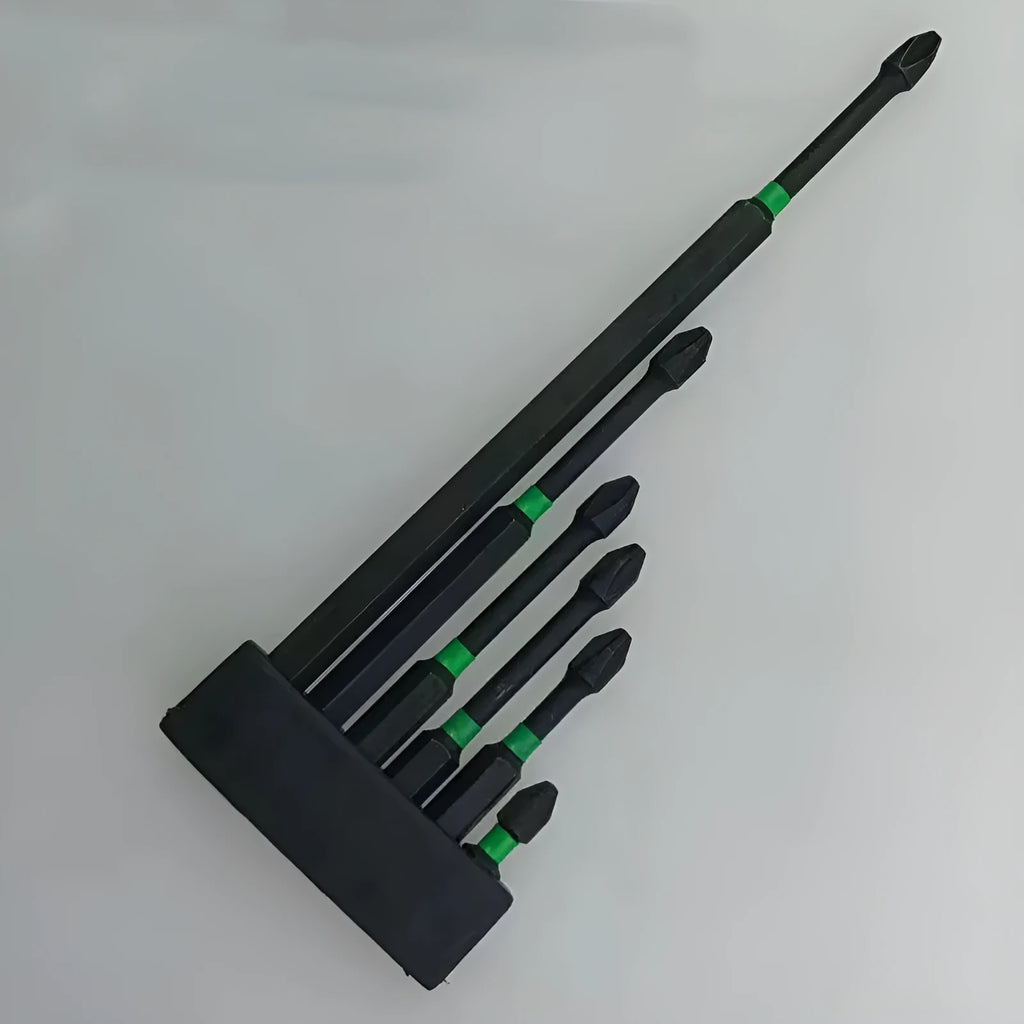 Six cross batch head screwdriver bits made from S2 alloy steel, each 50mm long with a magnetic tip, arranged on a plain background.