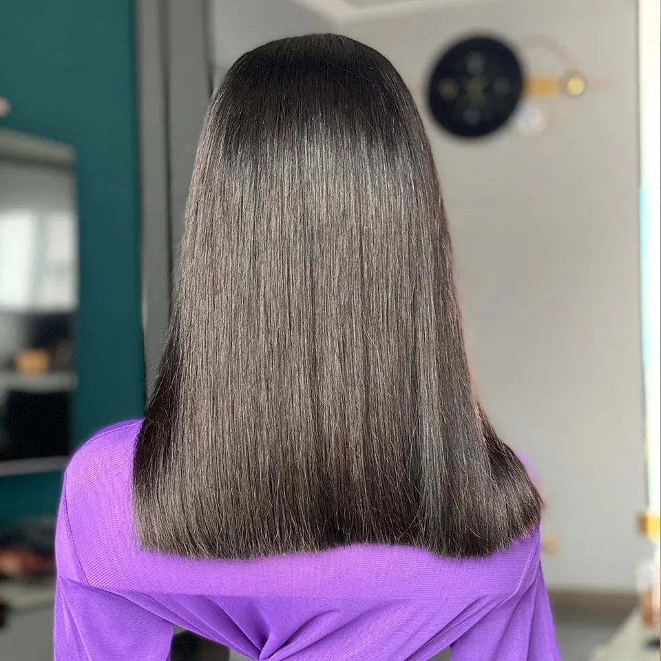Double drawn bone straight human hair wig, 16 inch, 100% pure Chinese hair, hot dyeable