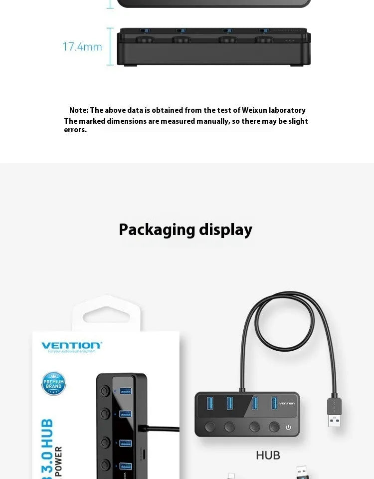Vention USB 3.0 extender expansion dock with four interfaces and 1 metre cable