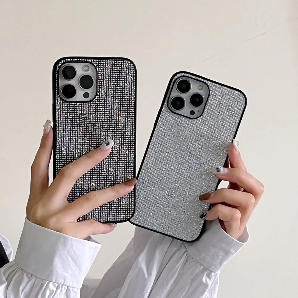 Creative rhinestone PC phone case in matte finish with rhinestone design for iPhone protection