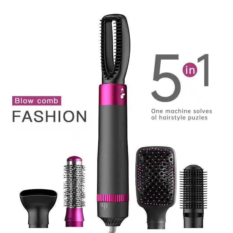 Dyson grey 5-in-1 hair dryer brush with multiple brush attachments for styling