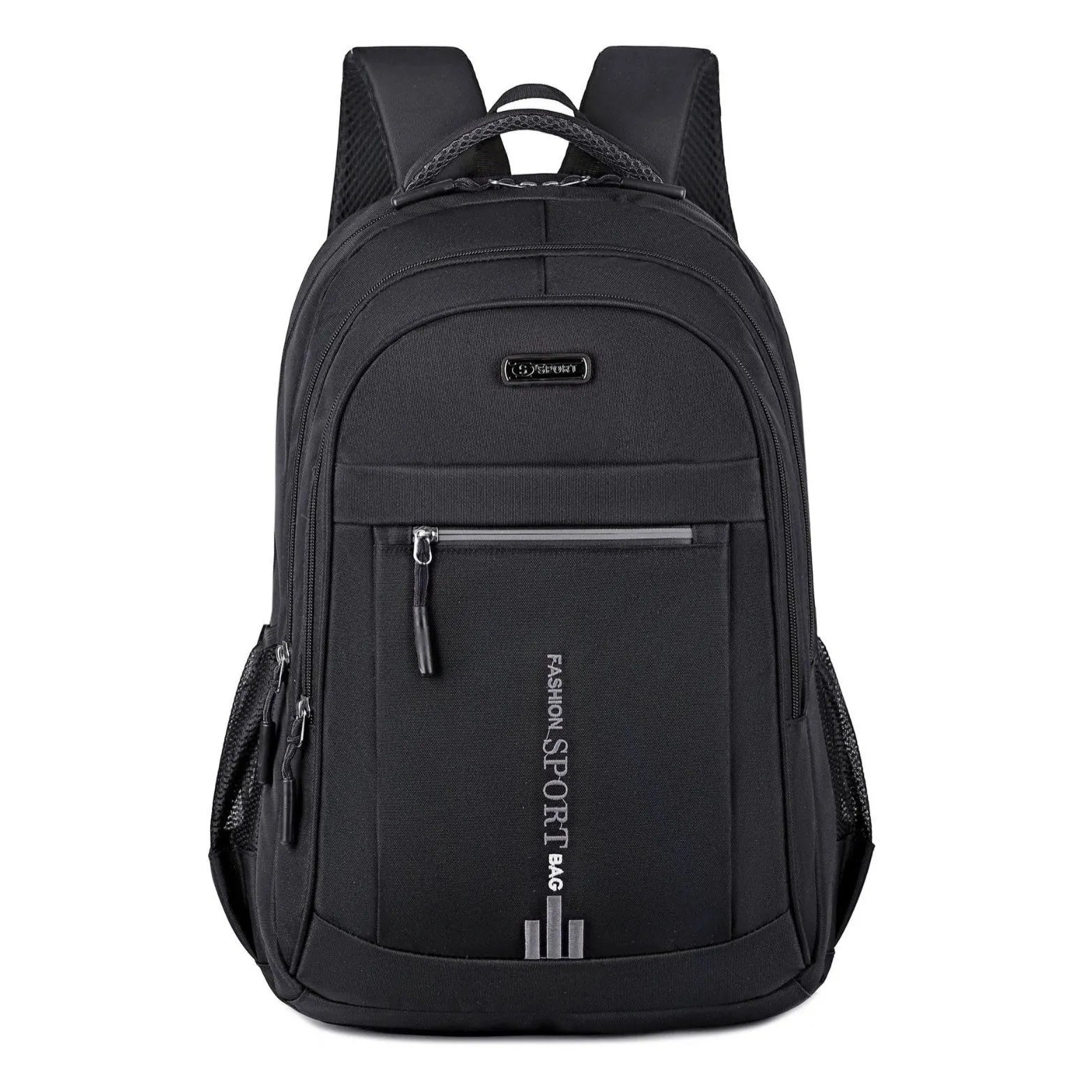 Oxford cloth business backpack with airpillow straps showing 20-35L capacity and sewing line detailing