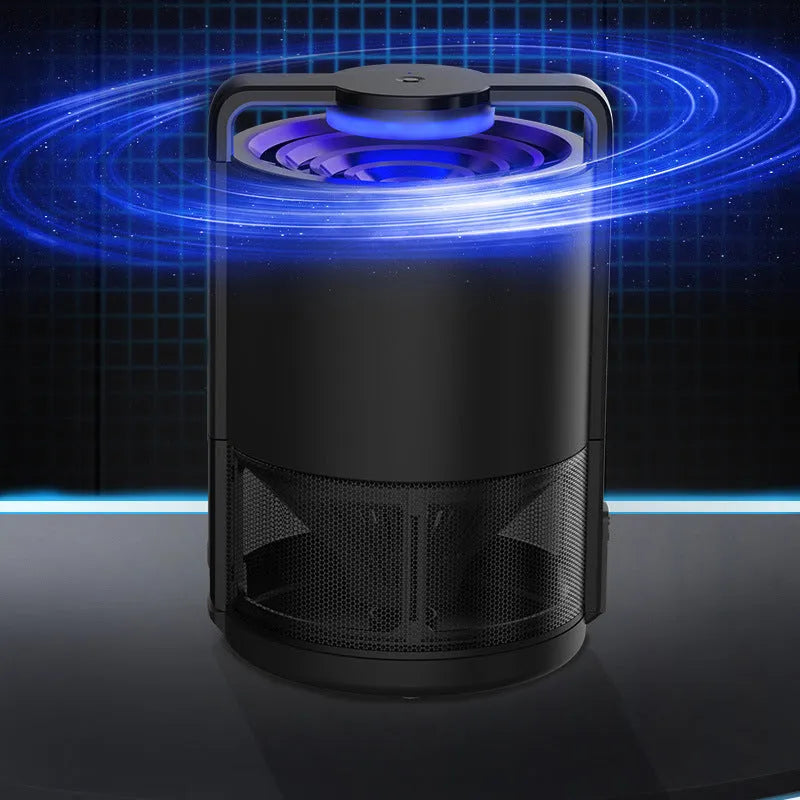 Black ABS intelligent light control mosquito killer lamp, 13cm x 14cm x 20.6cm, 220V 5W indoor insect trap