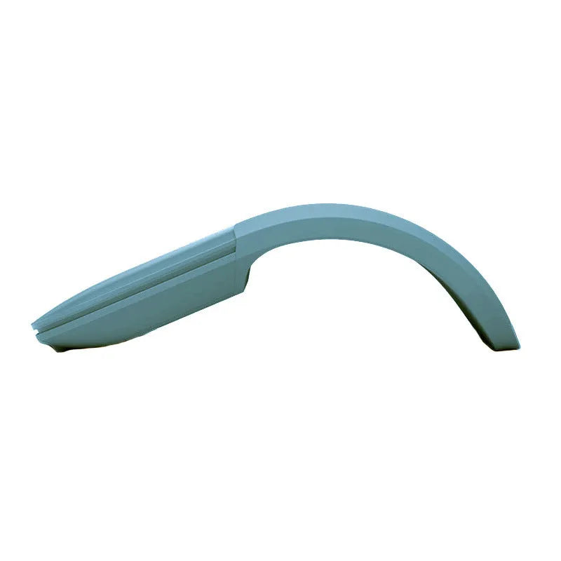 Folded Bluetooth wireless mouse showing compact size with touch surface and multiple colour options