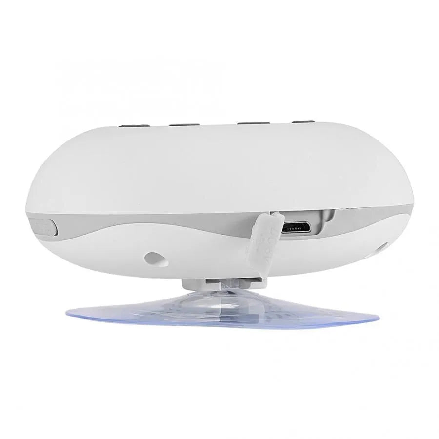 White portable Bluetooth speaker, 85x85x40mm, 240g, waterproof card, built-in battery, USB connection