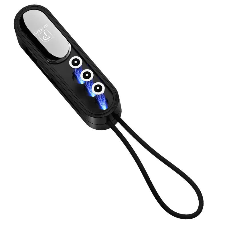 Magnetic three-in-one USB charging cable in 0.4 metre length showing black, white and red colour options