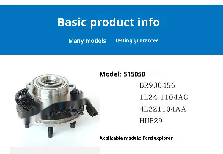 Black bearing steel wheel hub assembly for Ford Explorer with integrated bearing flange