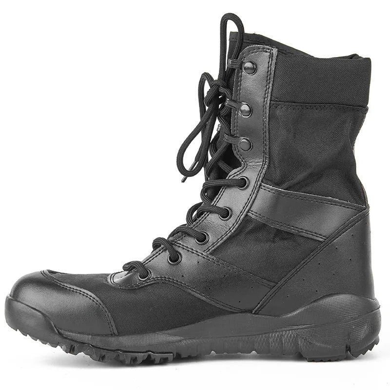 Summer Yulong Combat Boots tactical desert footwear in black and sand colours