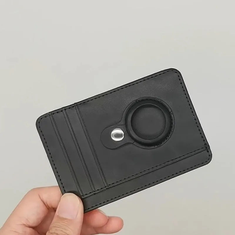 Ultra-thin RFID card holder wallet in black PU leather with multiple card slots