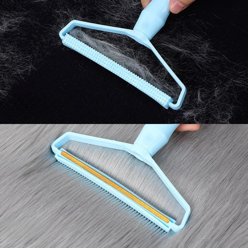 Portable manual fabric shaver with double-sided copper blade and PP handle in blue, 16 x 14 x 2.5cm