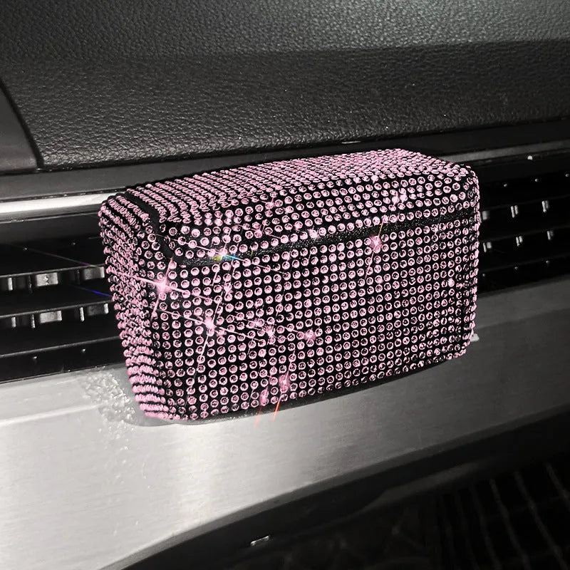 Car ashtray with covered air outlet in choice of seven colours including blue diamond and pink
