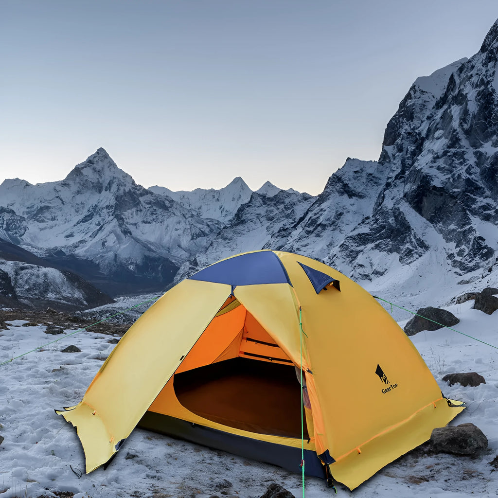 Outdoor folding tent in Army Green for summer camping with double-layer construction and 210x180 cm floor area