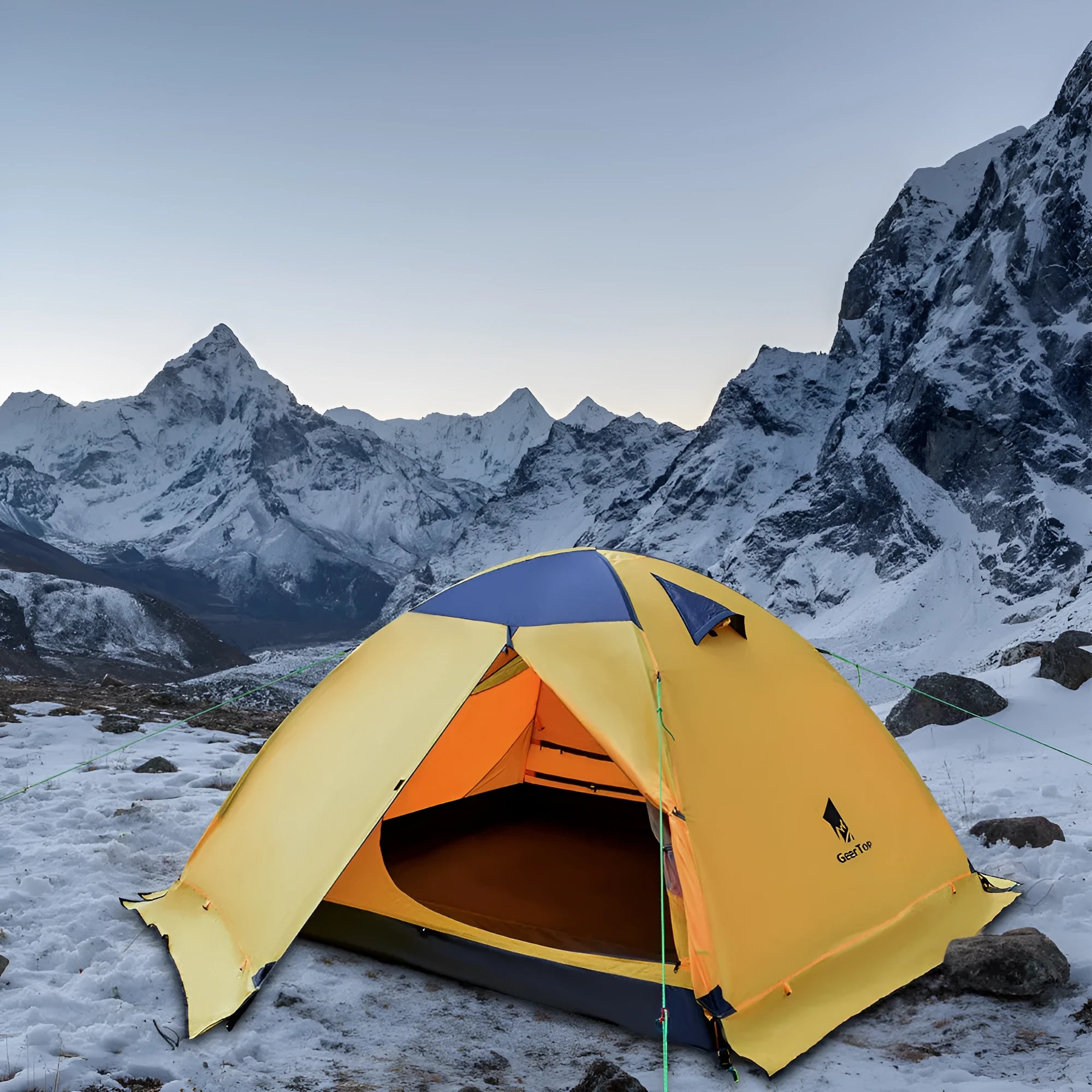Outdoor folding tent in Army Green for summer camping with double-layer construction and 210x180 cm floor area