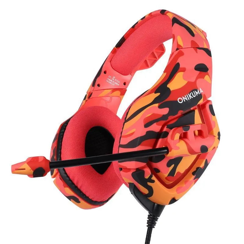 ONIKUMA K1 gaming headset with omni-directional microphone and LED lights in multiple colour options