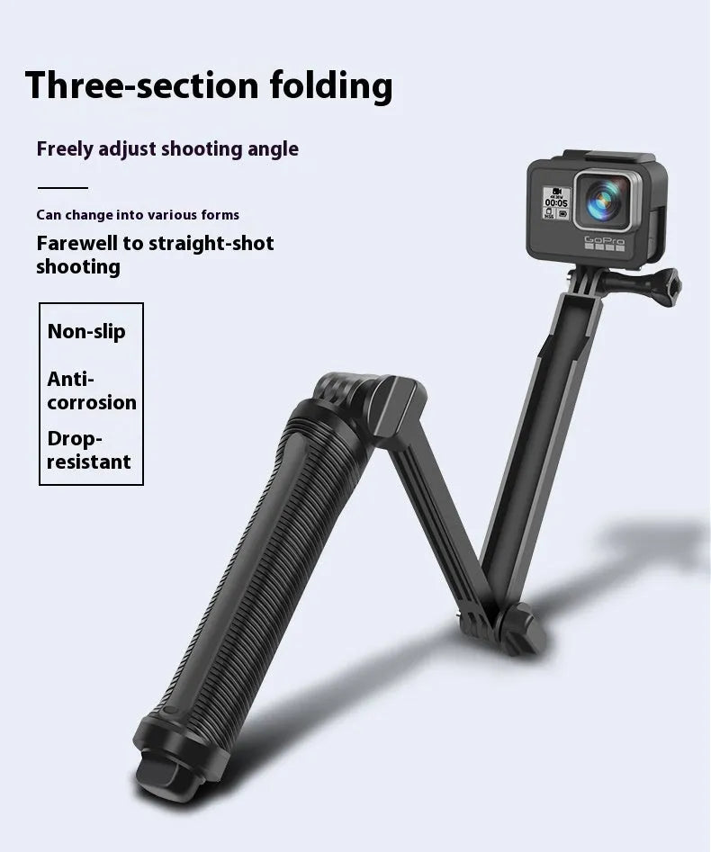 Portable folding camera tripod in black for GoPro Hero 9 8 7 6 5 4 with PC ABS bracket