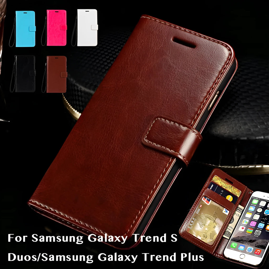 Crazy horse PU leather folding card holster cover with TPU pudding in black and brown colours