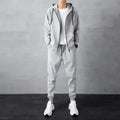 Men's loose zip-up hoodie sweater set in cotton available in black and gray