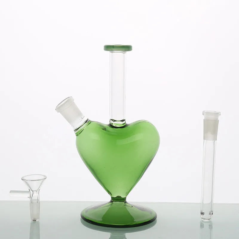 Polished high borosilicate glass pendant ornament in geometric shape, green or pink, for love crafts and decoration