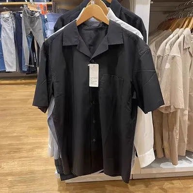 Men's modal cotton open collar shirt in cardigan style with regular sleeves