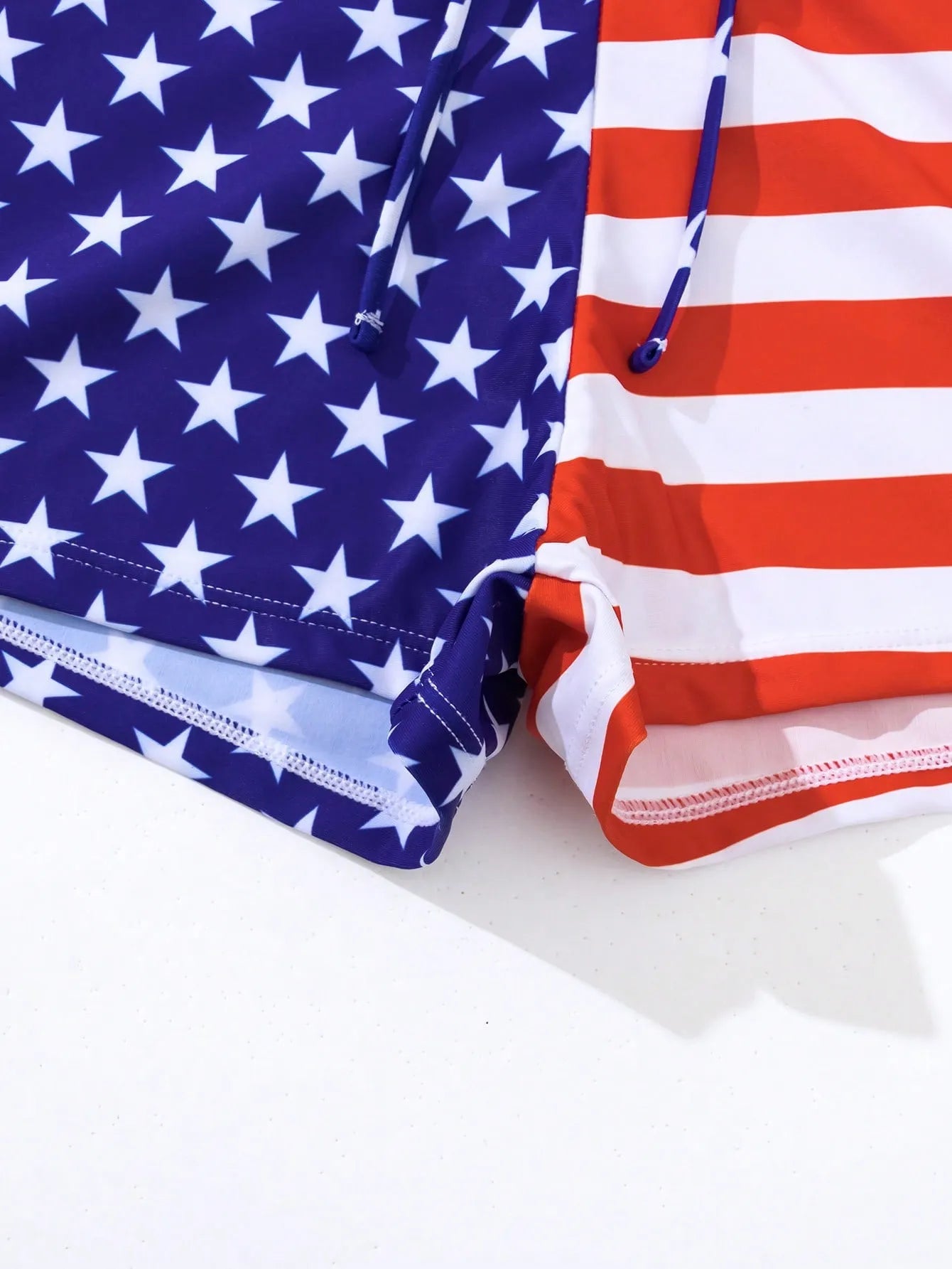 Women's high waist boxer swimsuit with drawstring in stars and stripes pattern