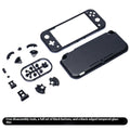 Switch Lite transparent watch style replacement housing shell with front and rear chassis, tempered film, and full button set, 231 x 104 x 30mm
