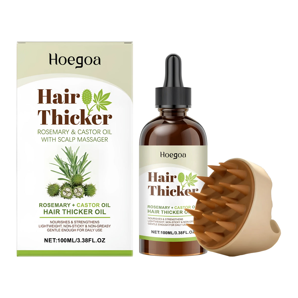 Rosemary castor oil hair care oil 100ml bottle with massage comb, leave-in scalp treatment