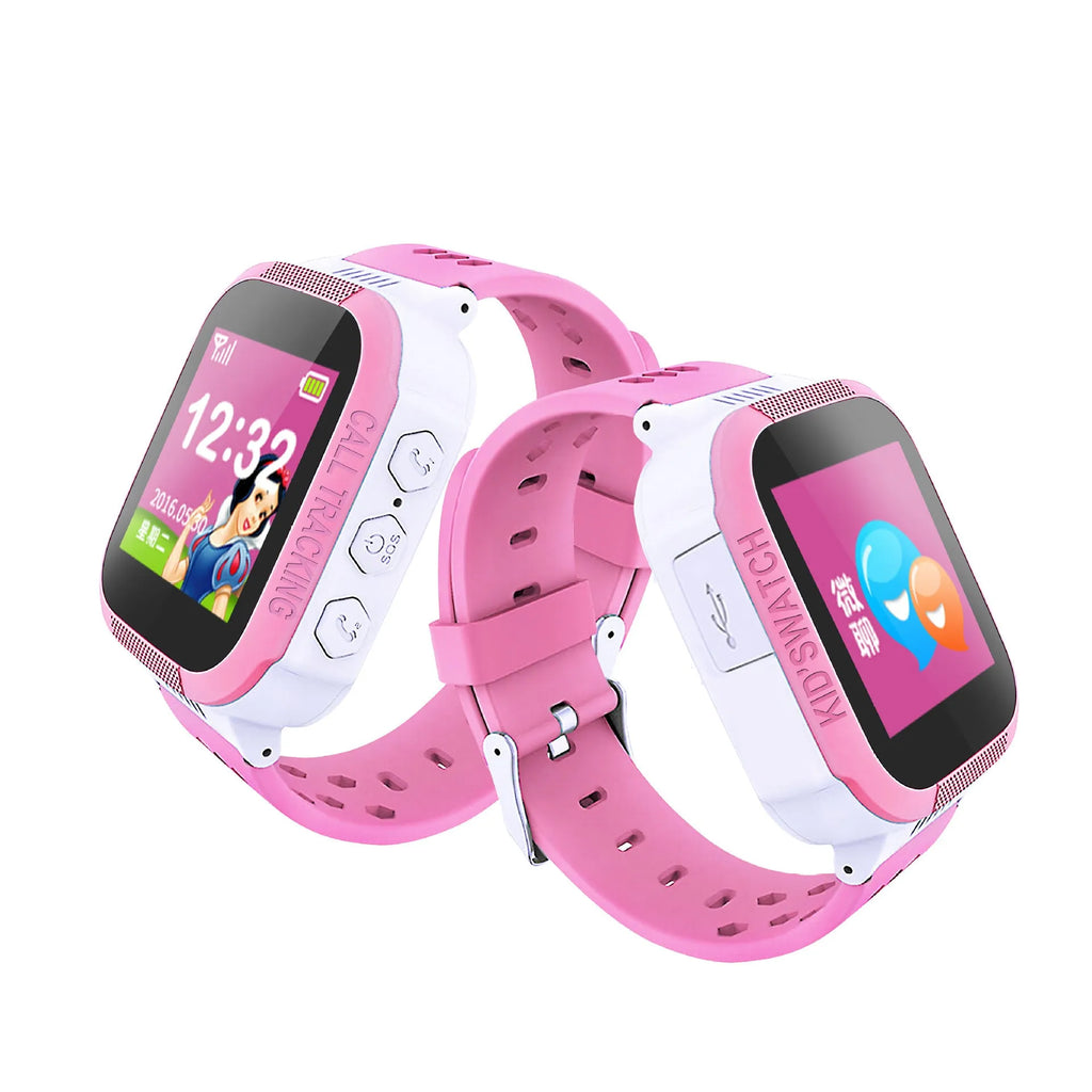 Blue children's phone watch with 1.44 inch IPS screen display