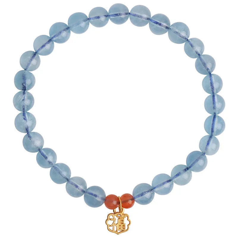 Women's natural crystal bracelet with 8mm ice translucent round beads and sequin accents
