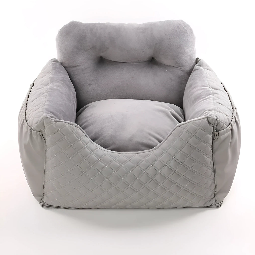 Portable cloth dog car kennel and cushion safety seat, 50x40x40cm, in grey, pink, or brown