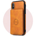 Imitation leather card wallet phone case for iPhone 11 in black, showing card slot on back.
