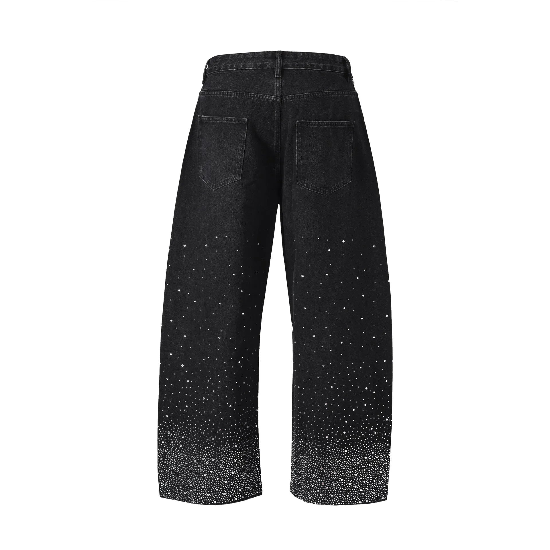 Loose-fitting wide-leg cotton trousers in blue and black colours with high street styling