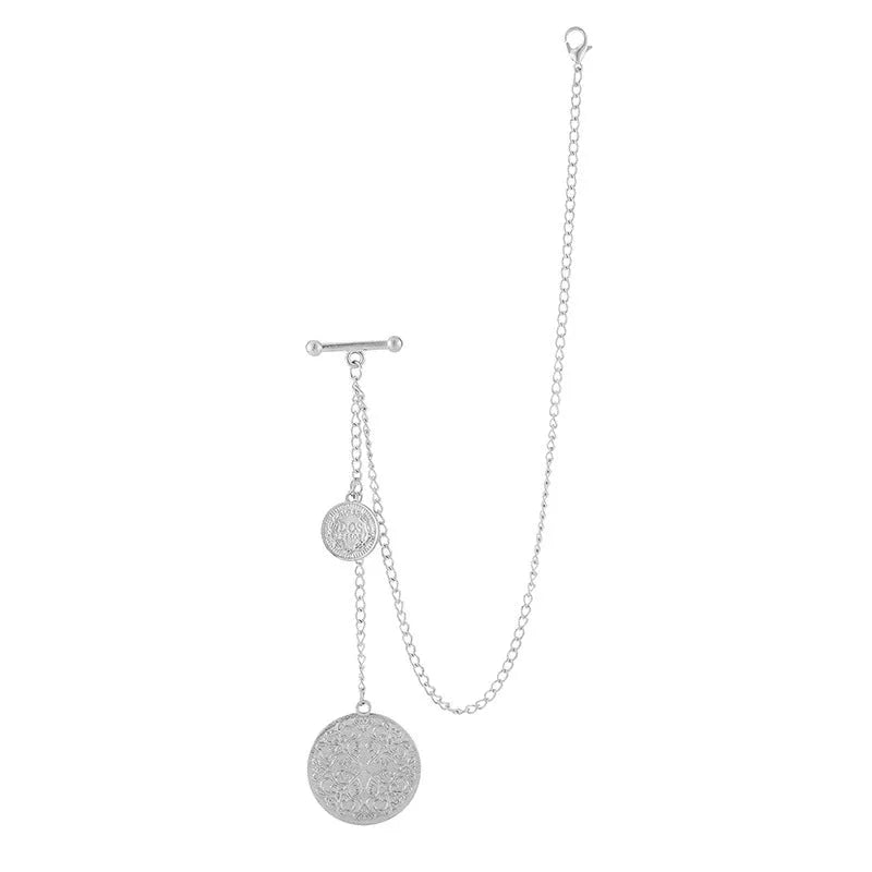 Alloy waist chain in gold with geometric brooch-style design and electroplated finish