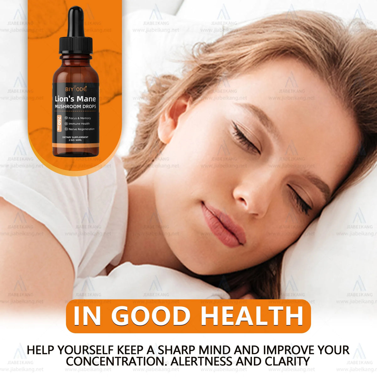 Organic liquid lions mane mushroom extract drop supplement in a glass bottle with dropper