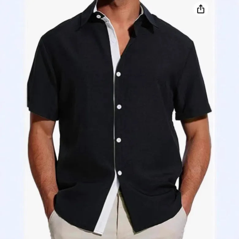 Men's short-sleeved printed floral polyester shirt in matcha green colour with regular fit design