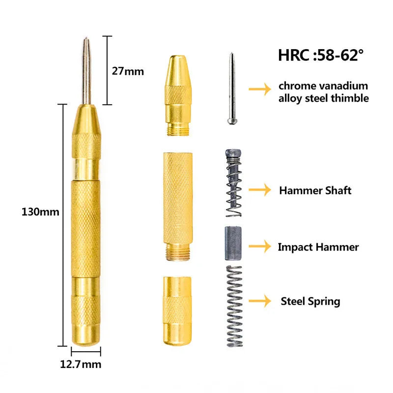 High speed steel cone drill bit and centre punch set showing colour-coded options and step drill design