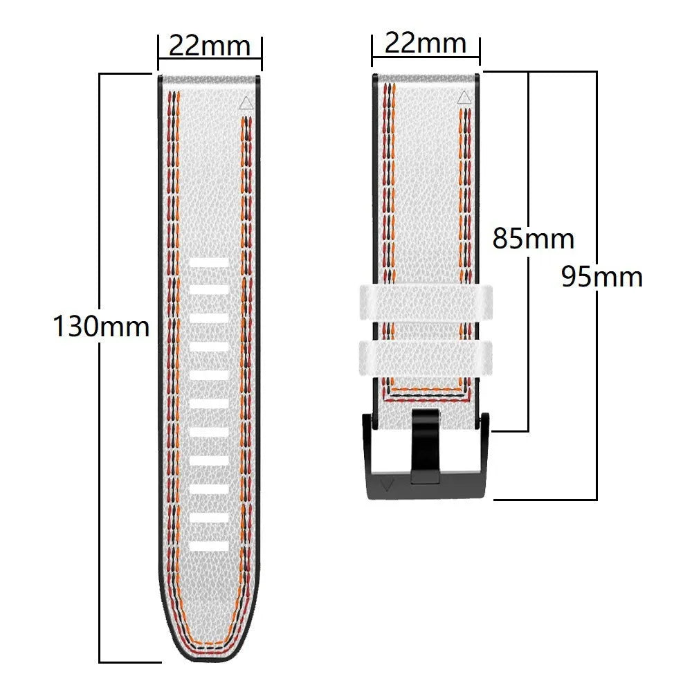 Silicone leather quick release watchband for Garmin Fenix smartwatches in four colour options