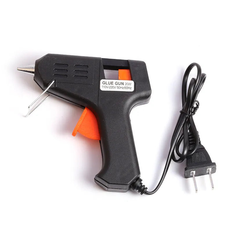 20W small glue gun with flat US plug, compact design for crafting and repairs