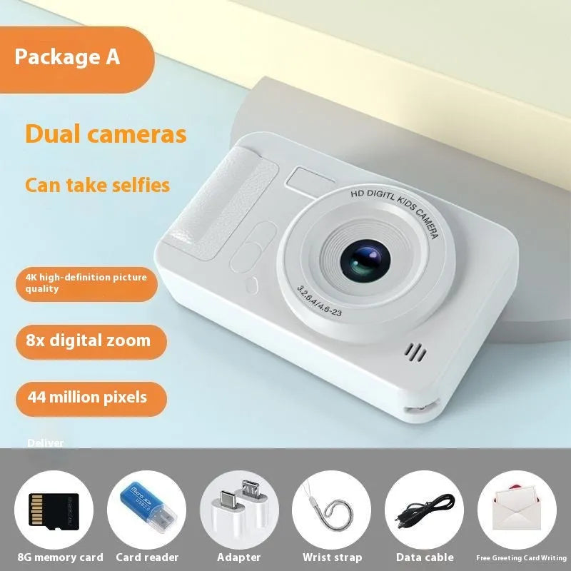 Digital Camera for Kids Student HD Pixel Portable Mobile Phone ABS Construction OEM Processing Personalised Style Kindergarten Gift Double Cherry Pollen Four Colour