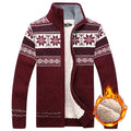 Men's velvet fleece cardigan sweater with stand-up collar, loose fit, warm winter casual coat, blue