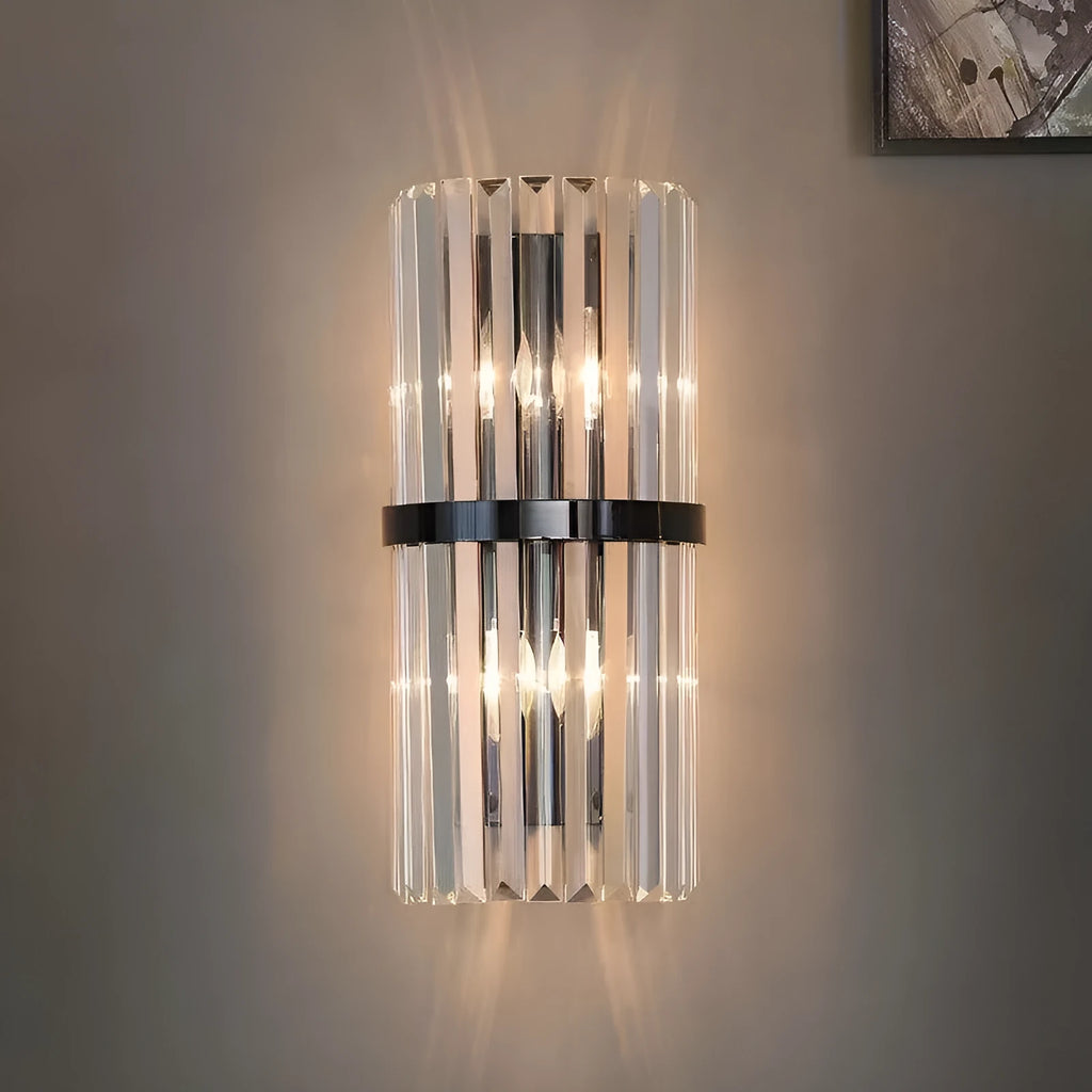 Crystal background wall lamp with stainless steel body 200x450mm gold finish