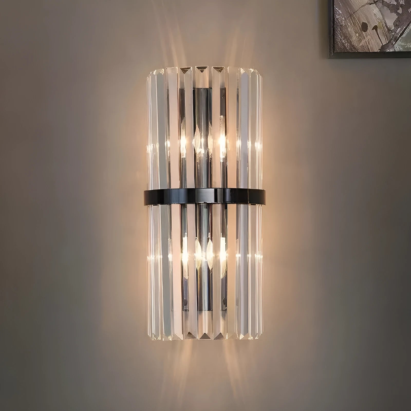 Crystal background wall lamp with stainless steel body 200x450mm gold finish