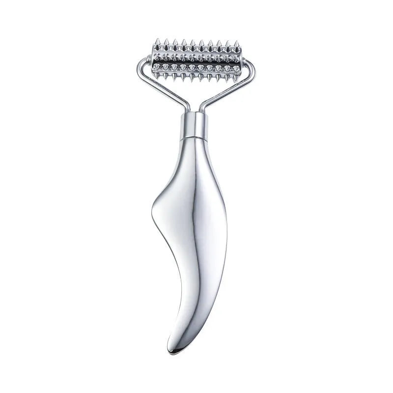 Stainless steel facial massage board set with heart-shaped eye tool and 3cm acupuncture pen