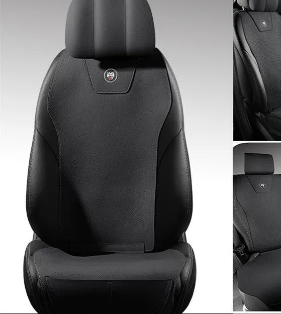 Leather car seat cover with gradient hole design in Hermes Orange colour