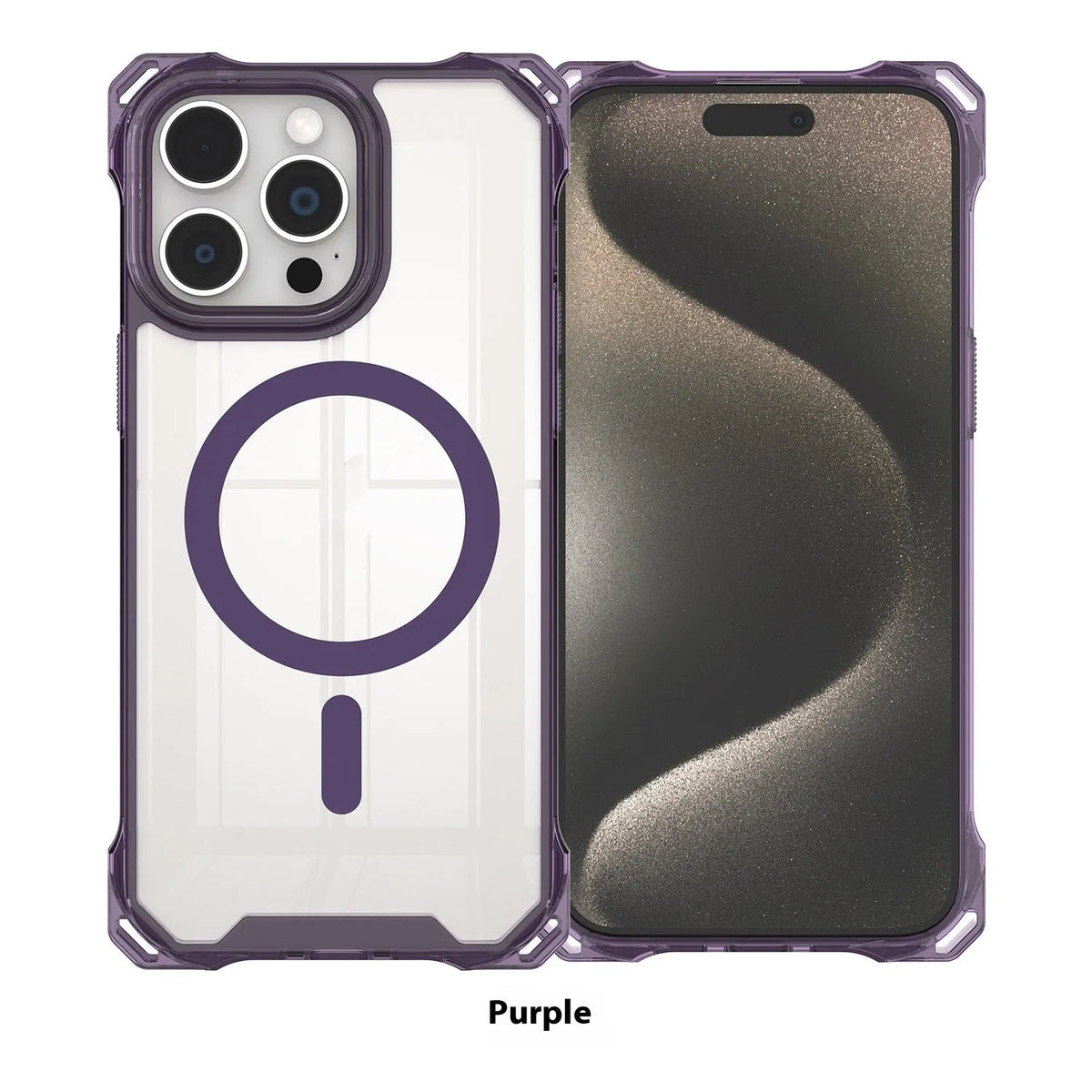 Shoulder lanyard TPU phone cover with magnetic suction, four-corner drop protection, and transparent black finish for Apple iPhone
