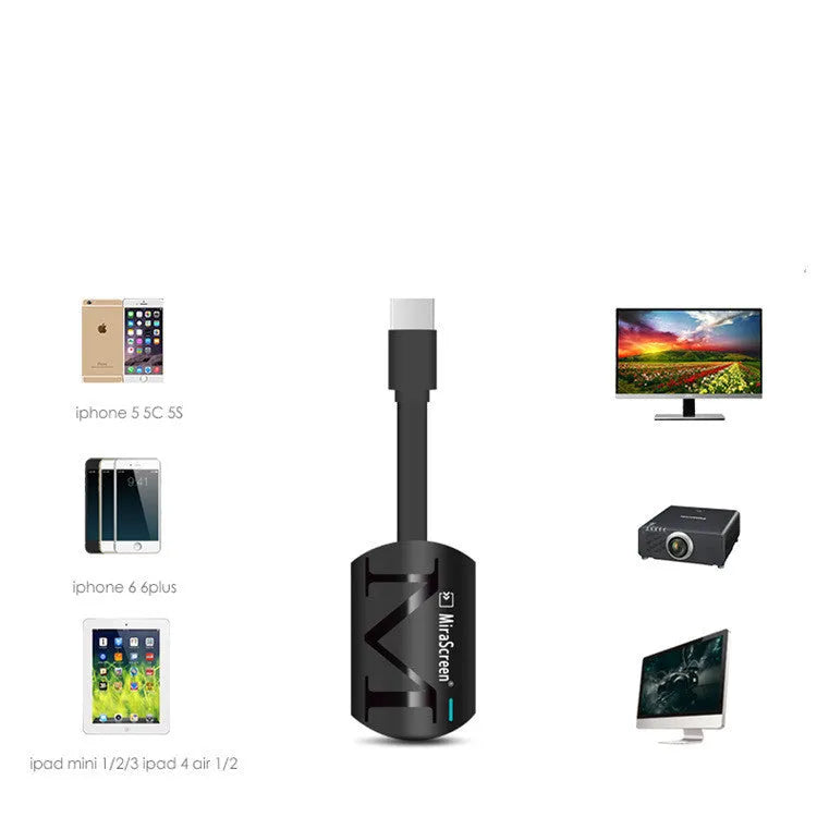 Small black HDMI USB dongle for screen mirroring phone to TV